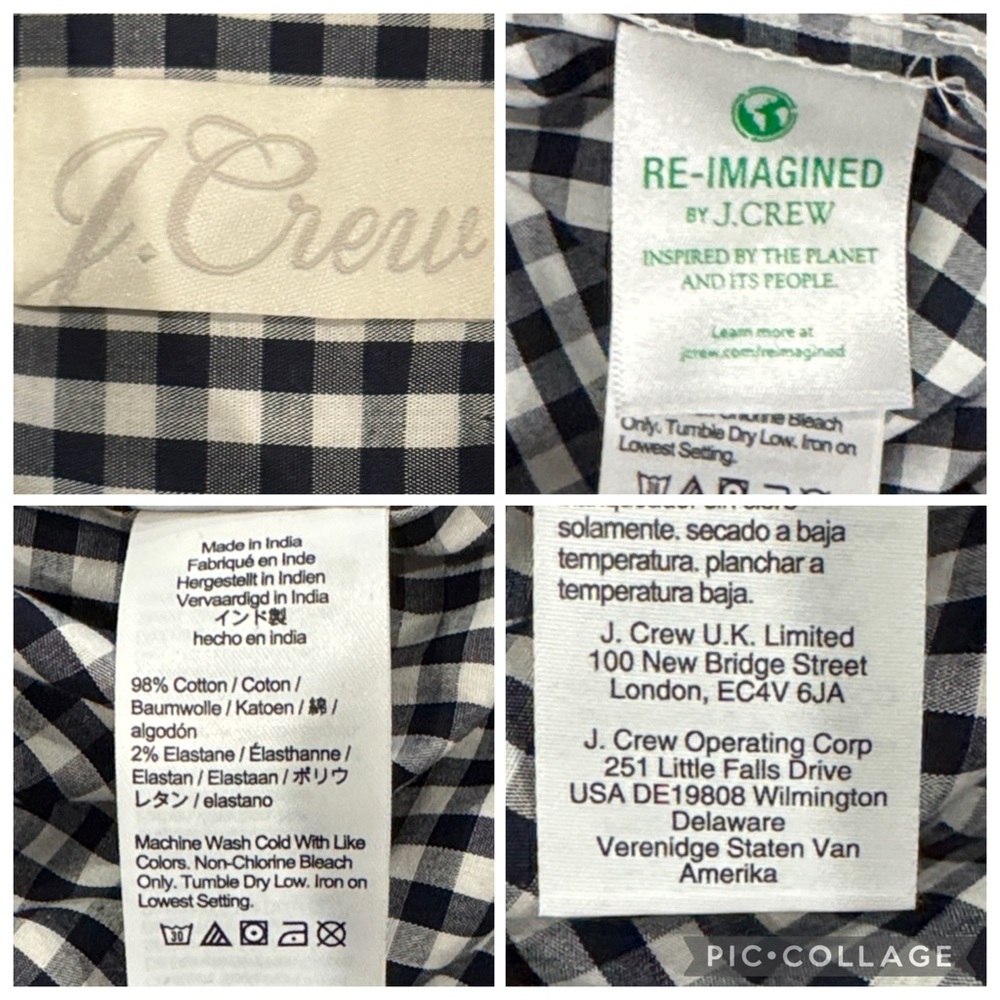 J. Crew Blue Black and White Gingham Ruffle Collar Shirtdress approx size 8 - Picture 11 of 14